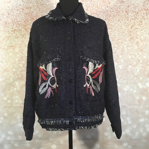 Foxiedox Navy Blue Embroidered Jacket - Picture 2 of 11